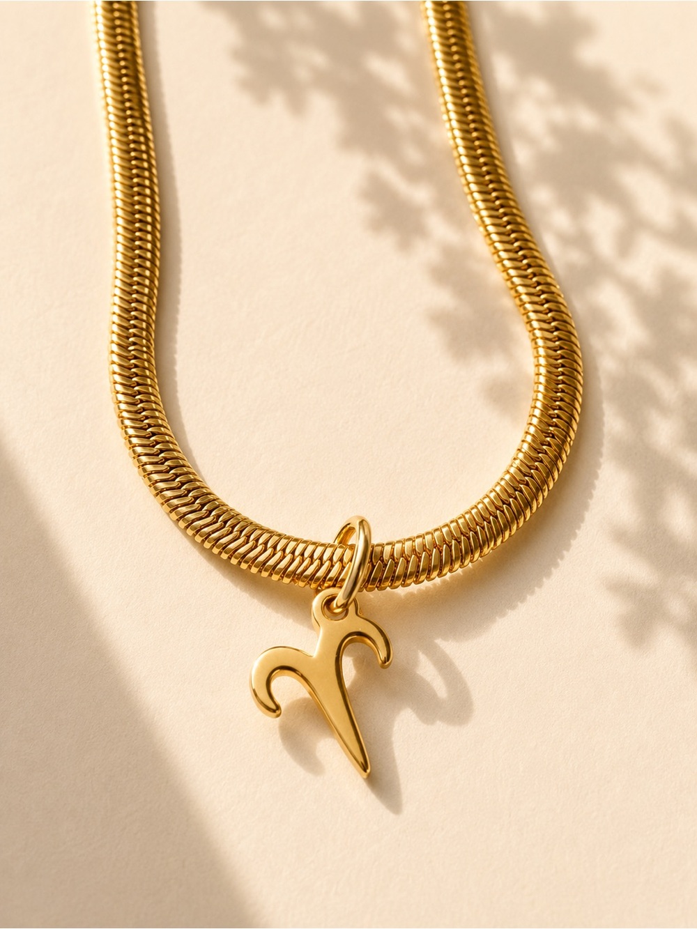 Gold Plated Zodiac Aries Pendant Necklace - Women Jewelry 17 inches